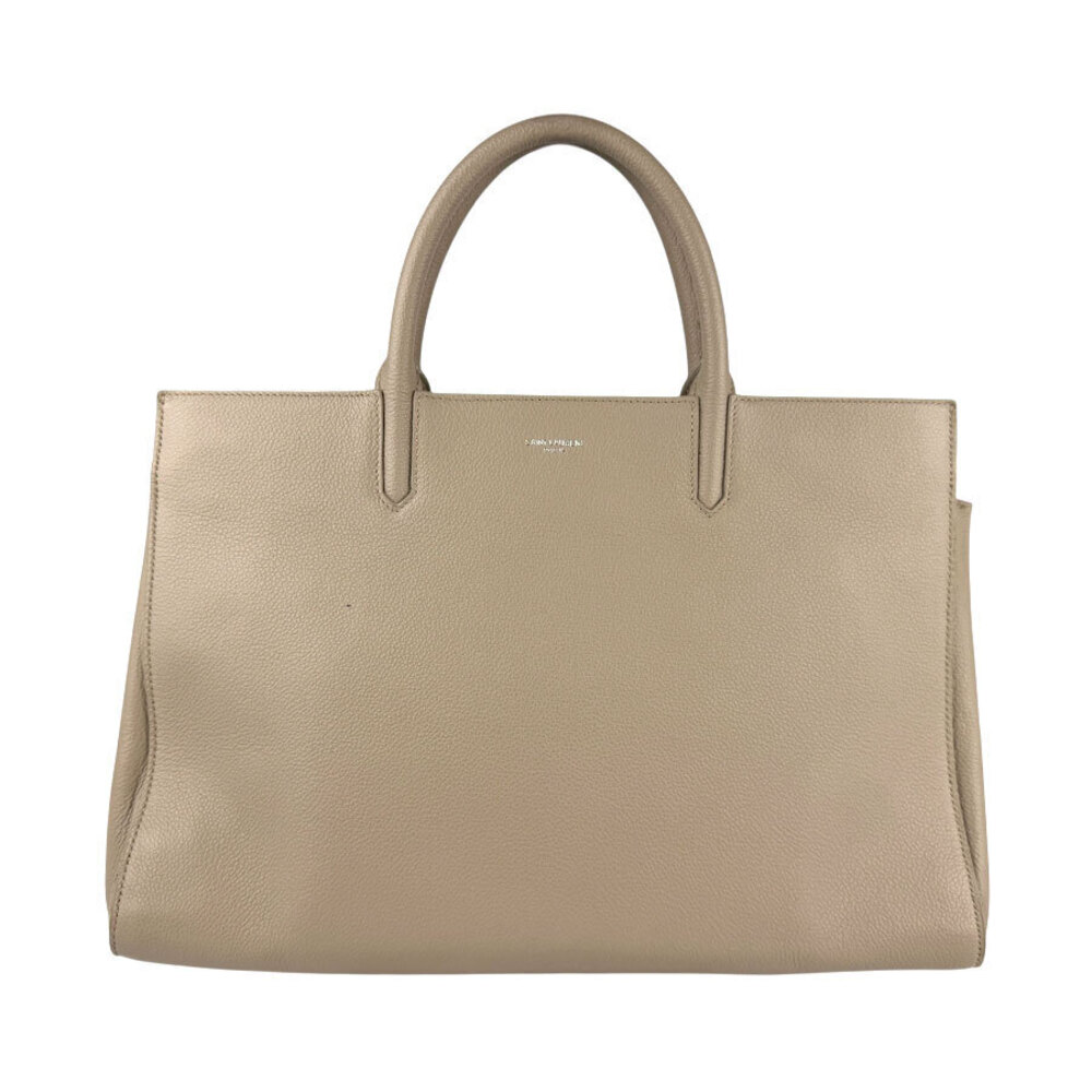 Saint Laurent 2way Shoulder Bag Cabas Rive leather Greige Gray silver